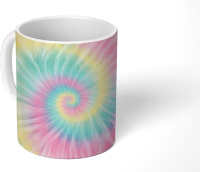 Mok - Koffiemok - Pasteltinten - Tie dye - Roze - Mokken - 350 ML - Beker - Koffiemokken - Theemok
