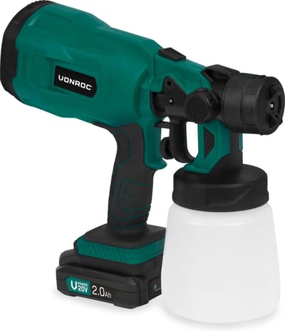VONROC Accu verfspuit – VPower 20V – Inhoud 800 ml – Incl. 1x 2.0Ah accu, snellader en accessoires