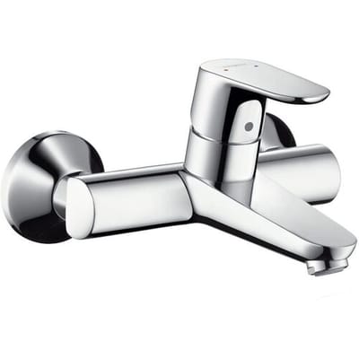 Hansgrohe Focus 1 greeps wastafelkraan - opbouw - wandmontage - zonder afvoer - hoogglans chroom