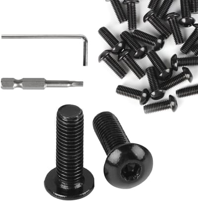 Set van 50 M5 x 16 mm Hexagon Socket Head Schroeven in RVS met Oxide Afwerking voor Hout en Gipsplaten, Inclusief Inbussleutel en H3 Batchkop