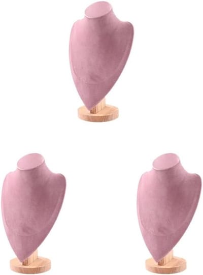 Hanger Display Stand - Sieradenhouder Bustes - Sieraden Presentatie - Fluweel Bedekt - 3 Set L - Roze
