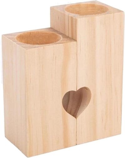 Kandelaar Hartvorm - Houten Kaarsenhouder - Sfeer Creëren - Rustieke Stijl - Tafel Middelpunt - Natuurlijk Hout