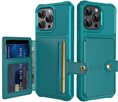 Portemonnee Hoesje Geschikt voor Apple iPhone 16 Pro - Back Cover met Pasjeshouder - Telefoonhoesje voor Pinpas - Kaarthouder op Achterkant - Case met Magneet Groen