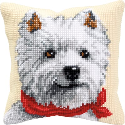 Vervaco - Kruissteekkussen kit - Westie - PN-0008572 - Borduren - Borduurpakket - Borduurpakket volwassenen - Borduurpakket kind