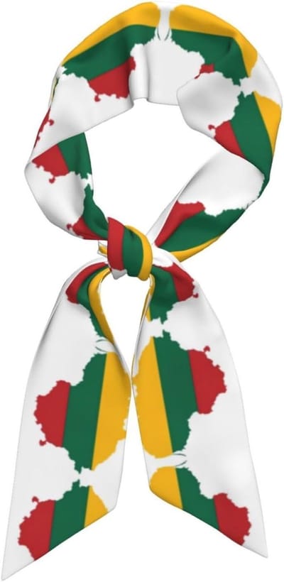Sjaal Dames - Satijnen Sjaal - Mode Accessoire - Vlag Kaart Print - 119 x 7.9 cm - Meerkleurig