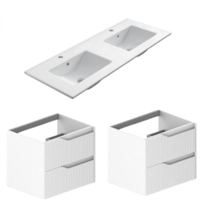 AquaVik Badmeubelset Solheim 120x45x85cm Snö Wit 2x2-Lades Met Inbouw Keramische Dubbele Wasbak