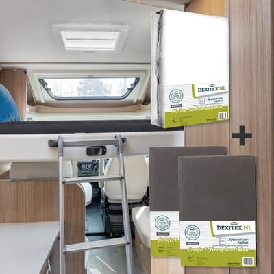 Dexitex hefbed 1 x Molton & 2 x Hoeslaken Antraciet / Geschikt voor Camper
