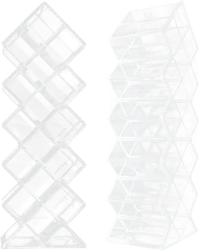 Lipstick Organizer met 16 Slots, 2 Stuks, Perfect voor Make-up Opslag en Cosmetica Display, Transparant en Ruimtebesparend