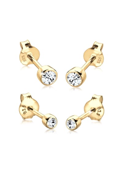 Elli Oorbellen Verguld 925 sterling zilver Kristal
