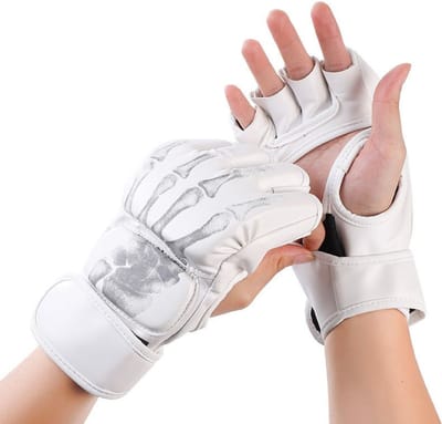 Bovista MMA Handschoenen - Gloves - Sparring Handschoenen - Heren - Dames - Grappling - Bokshandschoenen - Kickboxen - Wit - Skelet