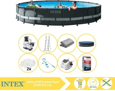 Intex Ultra XTR Frame Zwembad - Opzetzwembad - 610x122 cm - Inclusief Filterbollen, Onderhoudsset, Zoutsysteem en Zout