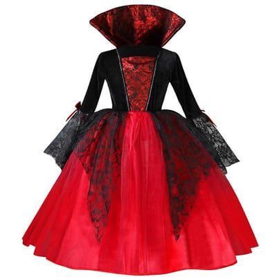 Cosplay Fille Halloween Robe Vampire Pour Enfants Mariée Fantôme Costume Vampire Tenues Carnaval Vampiran Vêtements Gothiques Écarlates 140cm black
