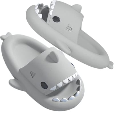 Geweo Slippers Dames - Slippers Heren - Badslippers - Shark Slides - Haai Slippers - Antislip Platform - Licht grijs - Maat 37/38
