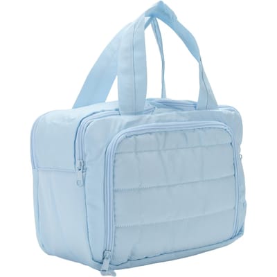 Reis Toilettas Wijd Open Puffy Cosmetica Make-up Tas Organizer met Handvat voor Accessoires Roze blauw
