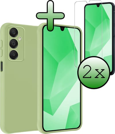Hoesje Met 2x Screenprotector - Geschikt voor Samsung Galaxy A16 - Sterk & Shockproof - Back Cover - Siliconen Case - Telefoon Hoes - Groen