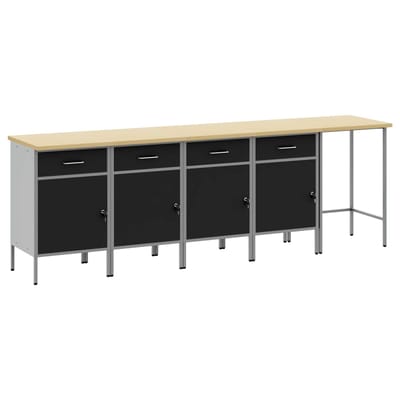 vidaXL - Werkkast - Set - met - lade - met - opslag - 5 - st - Zwart - en - Grijs