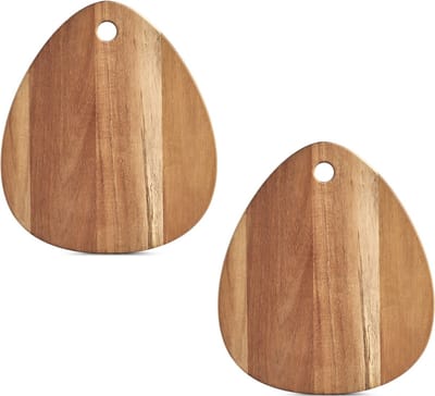Zeller houten snijplank Druppel vormig - 2x - 26 x 30 x 2 cm - Serveerplanken - ophangoog - keuken - groente/vlees