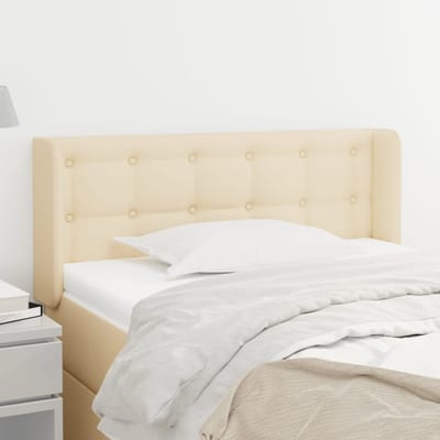 vidaXL - Hoofdbord - met - randen - 83x16x78/88 - cm - stof - crèmekleurig