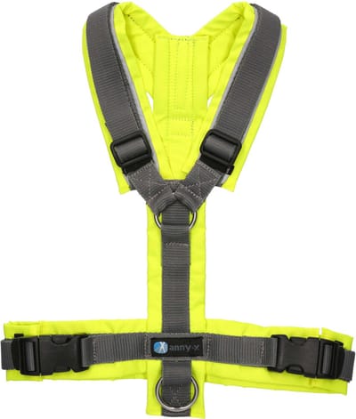 Annyx hondentuig-harnas- Y-tuig-PROTECT-FLUORGEEL-GRIJS maat L-geschikt voor borst omtrek 70 tot 86cm-gewicht 26-38kg