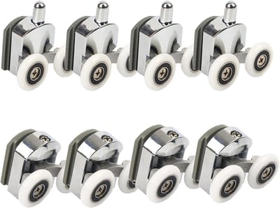 Verstelbare Douchedeur Rollen, 23mm Douchedeur Wielen en Pulleys - 8 Stuks Vervangende Onderdelen voor Badkamer