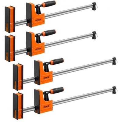 VEVOR Schroefklemmen, 4-Pack, 60,96 cm & 78,7 cm F-Klemmen, 500 Kg Klemkracht, 2-Weg Klem-/Spreidfunctie, Zachte Rubberen Voetjes, Koolstofstalen Stang, voor Hout- en Metaalbewerking