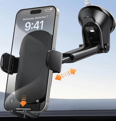 Famanu – Telefoonhouder voor auto met ultra sticky gel zuignap, geschikt voor grote smartphones en dikke hoesjes