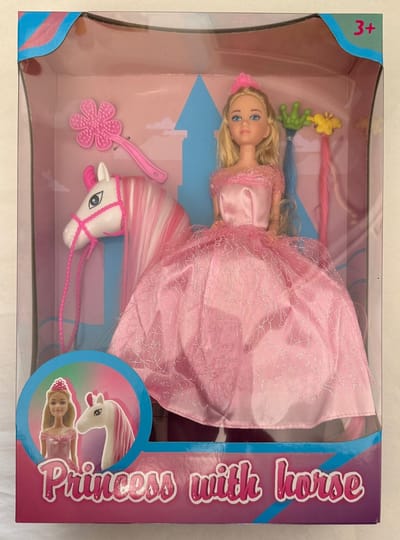 Prinsessenpop met Paard – Inclusief Haaraccessoires en Kam – 30 cm Pop & 25 cm Paard – Speelset voor Kinderen vanaf 3 Jaar