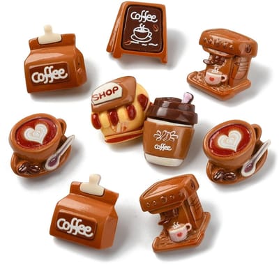 Dailygoods- Broche Set van 12 Stuks - Hars Koffie Pin Badges - Lichtgewicht - Decoratieve Spelden - Voor Kleding/Rugzakken - Hoge Kwaliteit