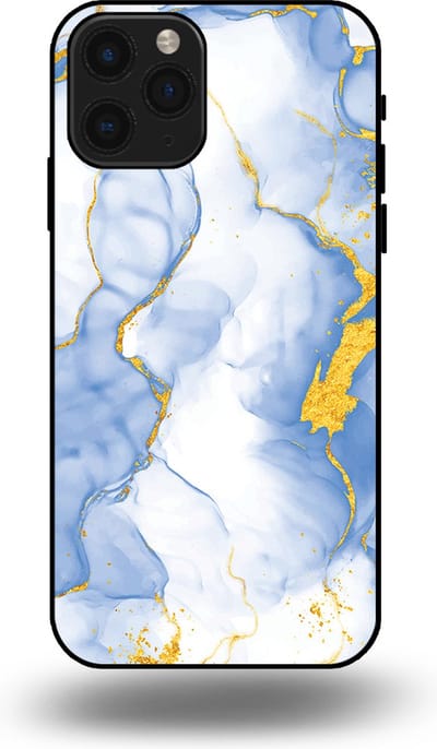 Smartphonica Telefoonhoesje Geschikt voor iPhone 11 Pro met Lichtblauw Goud Marmer Opdruk - TPU Backcover Case Lightblue Gold Marble Design geschikt voor iPhone 11 Pro