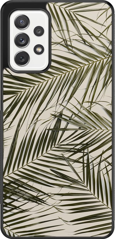 Leuke Telefoonhoesjes - Hoesje geschikt voor Samsung Galaxy A52 5G - Palm leaves - Backcover zwart - Planten - Groen