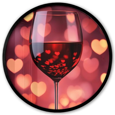 Poster in lijst Rond - Fotolijst 40x40 cm - Posters - Rood - Wijn - Hartjes - Ronde posterlijst zwart - Decoratie - Wanddecoratie woonkamer - Muurdecoratie slaapkamer