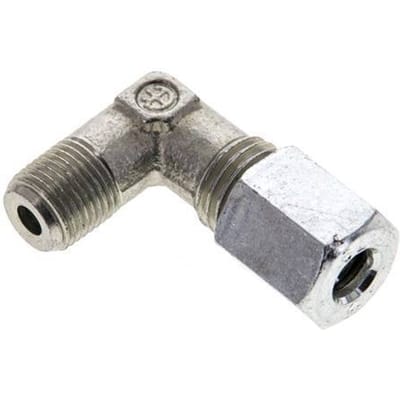 1/8'' NPT Buitendraad x 6L Verzinkt Stalen Elbow 90deg Snijring 315 Bar DIN 2353