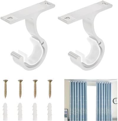 carmdering - Gordijnroede Steun - Muurbevestiging Voor Gordijnstang - Aluminium Houder - Geschikt Voor 20 Tot 28 MM - Montage Aan Muur En Plafond - Met Decoratieve Afdekknoppen - Draagvermogen Tot 30 Kg - Set Van 2 Stuks