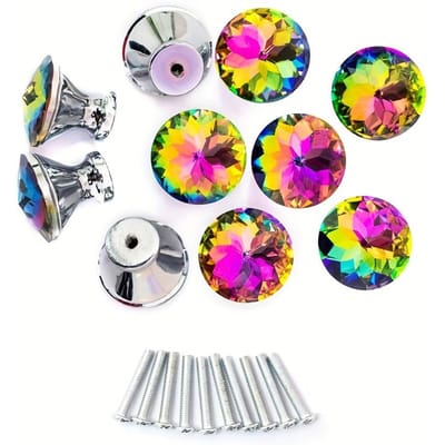 20 Stuks Ladeknoppen 1,18 Inch Gekleurd Kristalglas Kast Dressoir Trekkers Diamant Kast Kledingkast Knoppen voor Decoratieve Kledingkast Lades met Schroeven 20pcs
