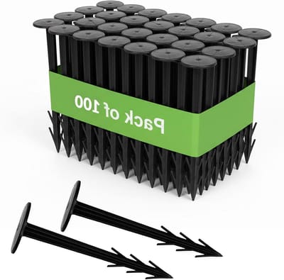 Grondankers Onkruidvlies - Grondnagels Haringen - Tuin Vliezen Vastzetten - UV Bestendig Kunststof - 100 Stuks 125mm - Zwart