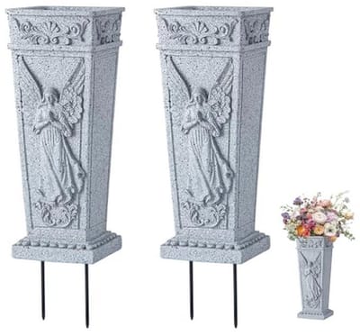 Grafvaas met grondpennen voor bloemen, ideaal voor begraafplaatsen
