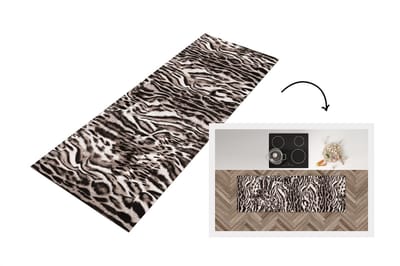 Keukenloper - Loper keuken - Panterprint - Dierenhuid - Bruin - 150x50 cm - Keukenloper vinyl