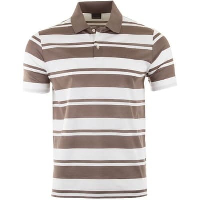 Paul & Shark Polo Shark Tag Double Mercerised Jersey Cotton Wit-Donkerbruin / male