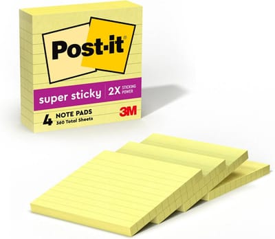 Extra Sterke Zelfklevende Notitieblokken 10x10 cm, 4 Stuks, Kanariegeel
