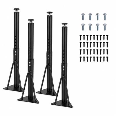 JustValue Verstelbare Tafelpoten Metaal - 45-75 cm - Set van 4 - Hoogte Verstelbaar - Zwart