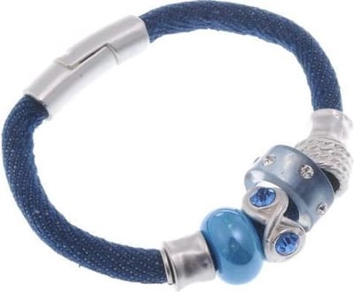 Behave - armband met kralen - jeans stijl - magneetsluiting