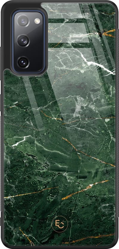 Hoesje geschikt voor Samsung Galaxy S20 FE - Marble jade green - Hard Case Zwart Back Cover - Marmer - Groen - ELLECHIQ