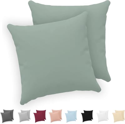 Kussensloop 30x30 cm Set van 2 - 100% Katoen Jersey - Groen - Sierkussenhoes met rits