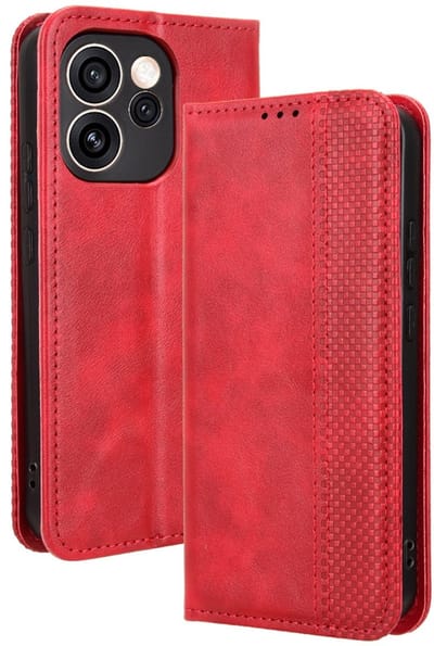 Coverup Hoesje - Geschikt voor OPPO Reno15 F Hoesje - Coverup Vintage Style Book Case - Rood