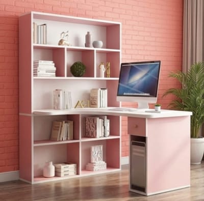 Hoekbureau L-vorm 60x60x160 cm Roze - 60x60x160 cm - cm Roze Hout – Omkeerbaar - Medahomestore
