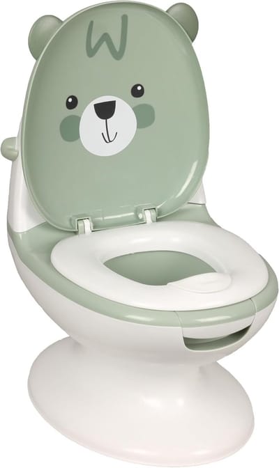 Educatieve Babypotje - Mini Toilet - Zindelijkheidstraining Kinderen - Realistisch Spoelgeluid - 29x40x37 cm - Groene Beer