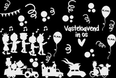 Mint11 - herbruikbare raamsticker wit - carnaval - vasteloavend - uitbreidingsset - grachtenpandjes - sticker - raamdecoratie - raamversiering