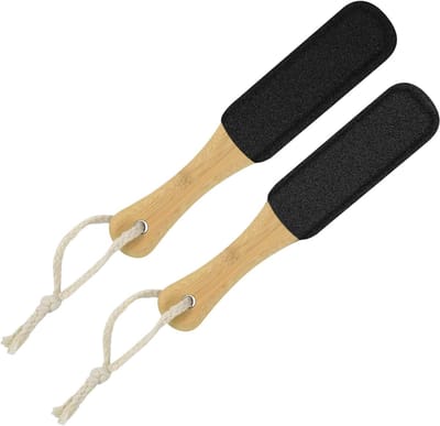Voetvijl - 2 stuks - Eeltverwijderaar - Eeltschaaf - Hout - Voor natte en droge voeten- Voet verzorging eelt - Callus remover - Eeltverwijderaar, dikke eelt - 2 zijdes - 22*4.2cm - Zwart