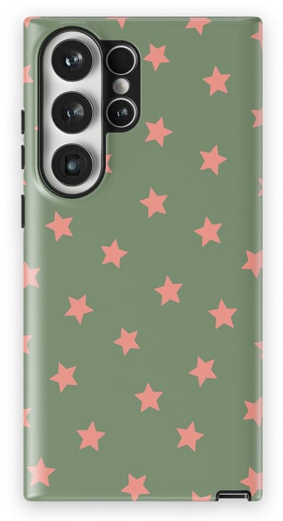 DripCase Hoesje Samsung Galaxy S23 Ultra | Sterren Design | Magnetisch Opladen | 2-in-1 Ontwerp | Stars Backcover Pink Moss
