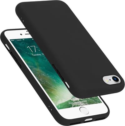 Cadorabo Hoesje geschikt voor Apple iPhone 7 / 7S / 8 / SE 2020 in LIQUID ZWART - Beschermhoes gemaakt van flexibel TPU silicone Case Cover